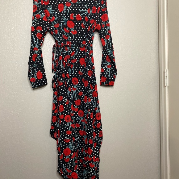 Floral/Polka Dot high low wrap dress - Picture 8 of 8
